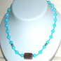 Turquoise with Brrown jade and silver balls