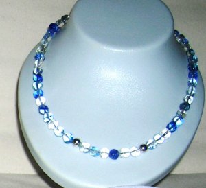 Blue Quartz with two small silver balls