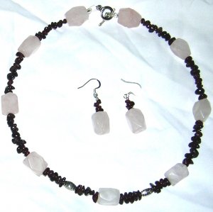 Rose Quarts with Garnet set