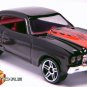 RARE KEY CHAIN RING 1970 TRIPLE BLACK WITH RED FLAMED STRIPES CHEVY CHEVELLE SS