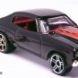 RARE KEY CHAIN RING 1970 TRIPLE BLACK WITH RED FLAMED STRIPES CHEVY CHEVELLE SS