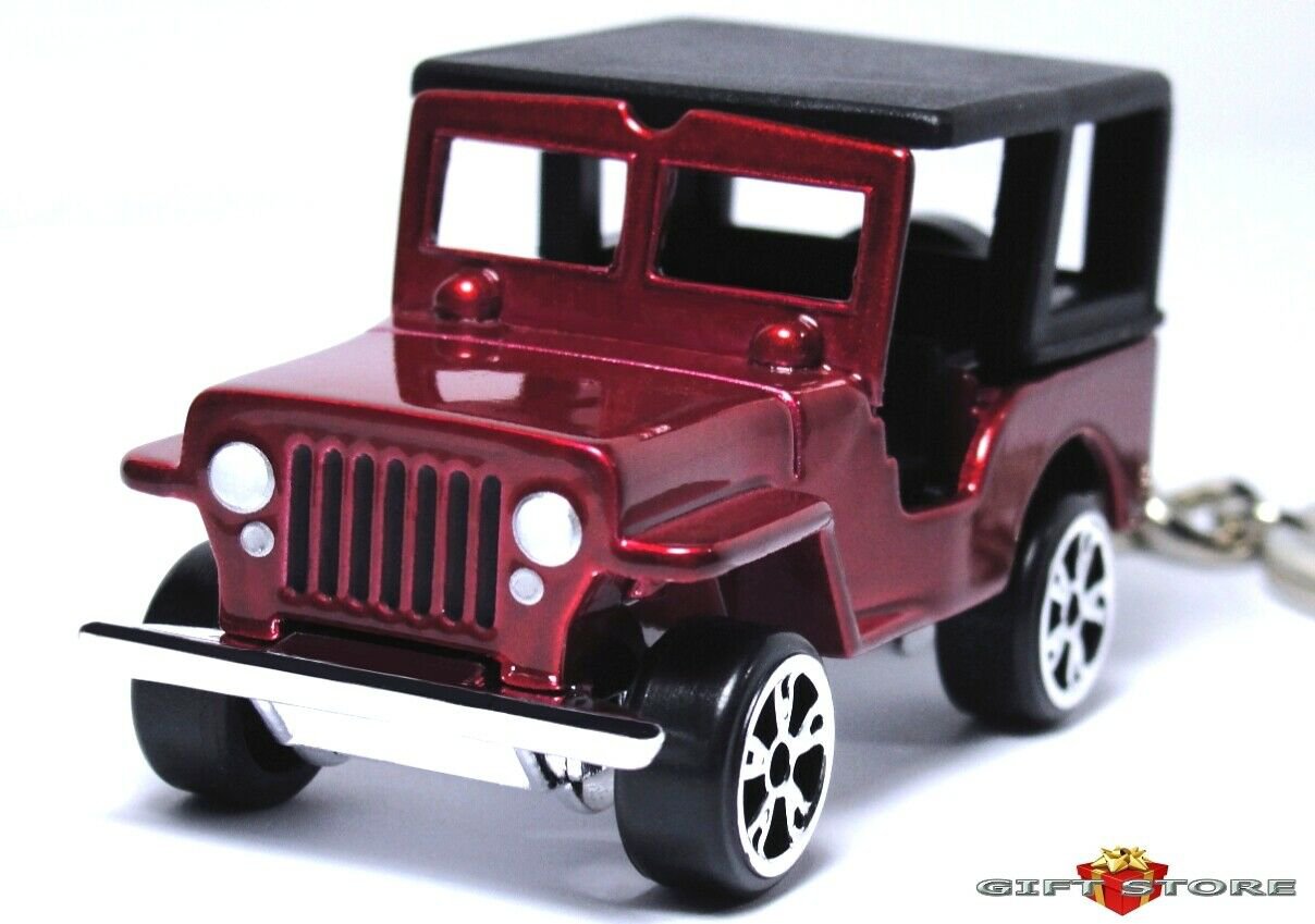 RARE KEY CHAIN BLACK & RED JEEP WILLYS/AMC/OVERLAND 4X4 CJ4 CJ5 NEW CUSTOM LTD