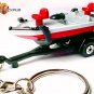 RARE KEY CHAIN RING FISHING BOAT BASS FLY DRIFT & TRAILER CUSTOM LIMITED EDITION