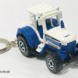 RARE KEY CHAIN RING WHITE AND BLUE FARM TRACTOR BRAND NEW CUSTOM LIMITED EDITION