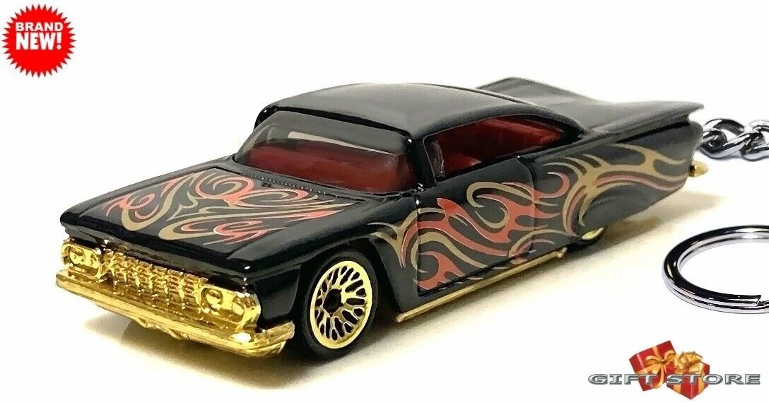 HTF KEY CHAIN 1959 BLACK FLAMED CHEVY IMPALA LOWRIDER CUSTOM Ltd GREAT GIFT