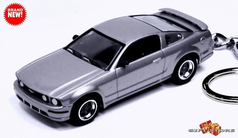 VERY RARE CUSTOM SILVER PEWTER FORD MUSTANG GT METAL KEYCHAIN GREAT GIFT