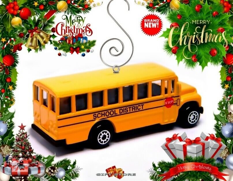 NICE CHRISTMAS ORNAMENT (& FAN SWITCH PULL) YELLOW SCHOOL BUS GREAT GIFT