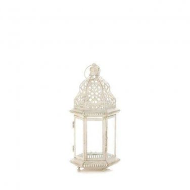 Small Distressed White Lantern X662-10017451