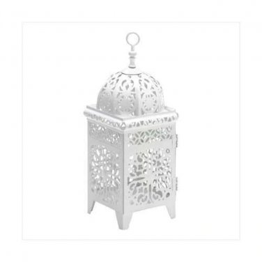 White Scrollwork Candle Lantern X662-38332