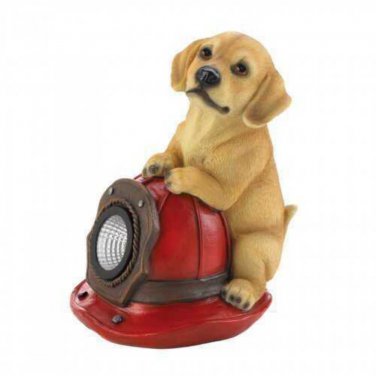 Dog And Fire Helmet Solar Statue X662-10018962