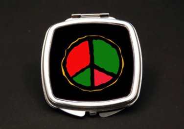 Peace Dual Mirror Compact (African American Dual Mirror Compact)