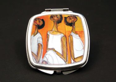 In Thought Dual Mirror Compact (African American Dual Mirror Compact)