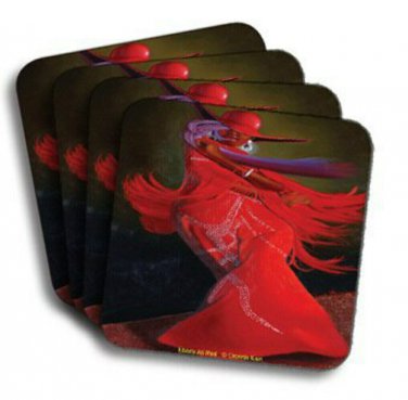 Ebony All Red Coasters (African American Coasters)