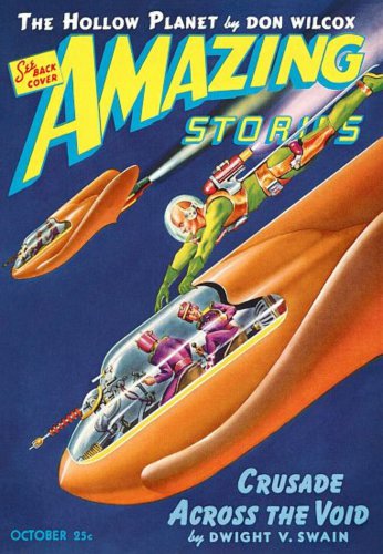 Vintage Sci Fi Poster Amazing Stories Hollow Planet - 18"X24" Poster