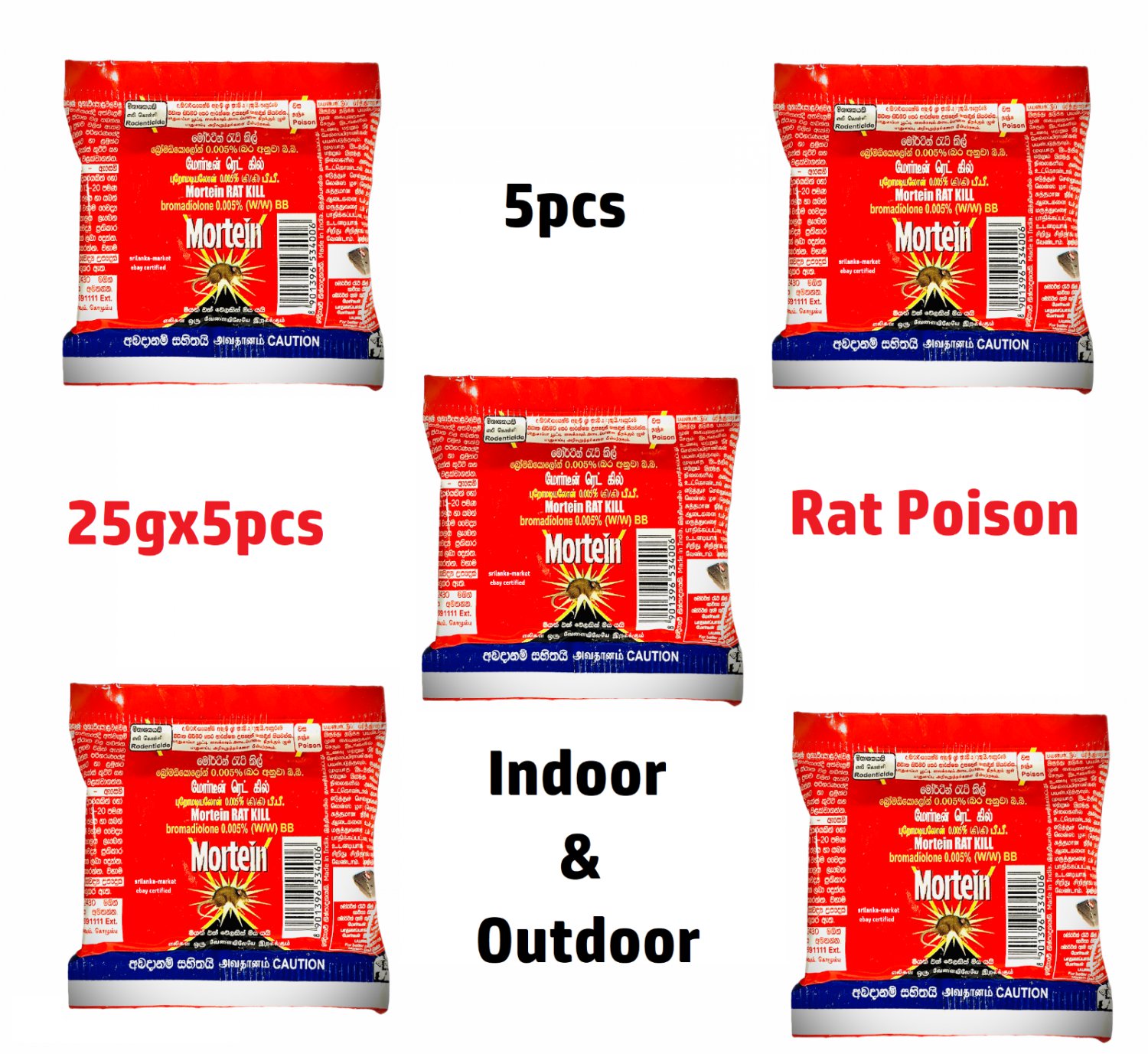 5pcs Mortein Rat Kill Cake Rat Poison Rats Die with one dose Highly Effective