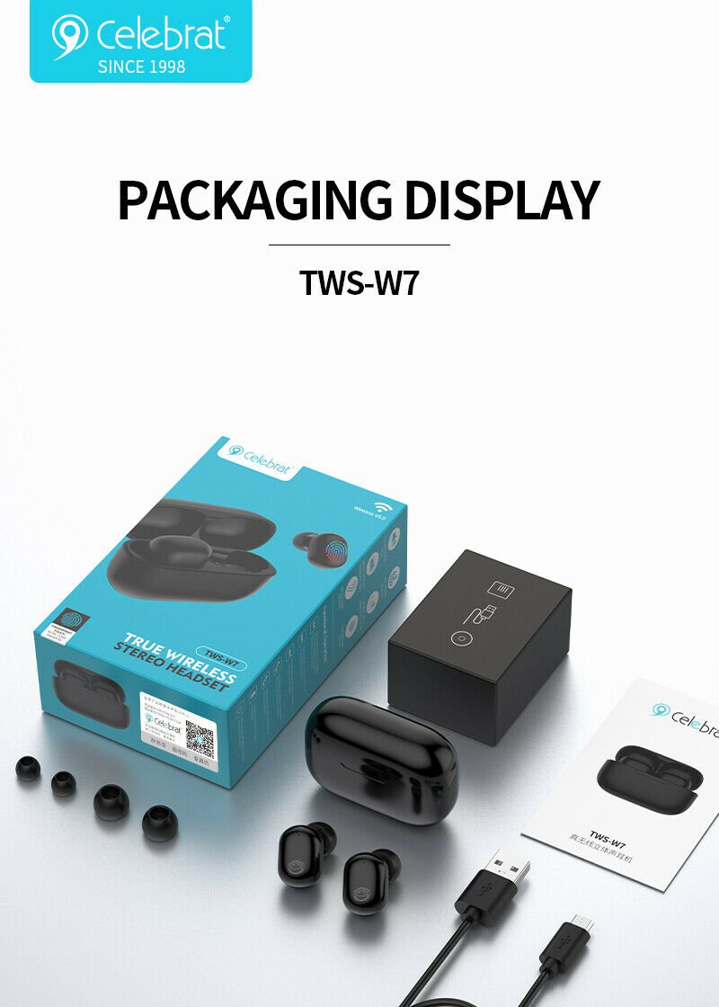 Genuine Celebrat TWS-W7 Ture Wireless Earphones Bluetooth 5.0 Auto Pair Stereo