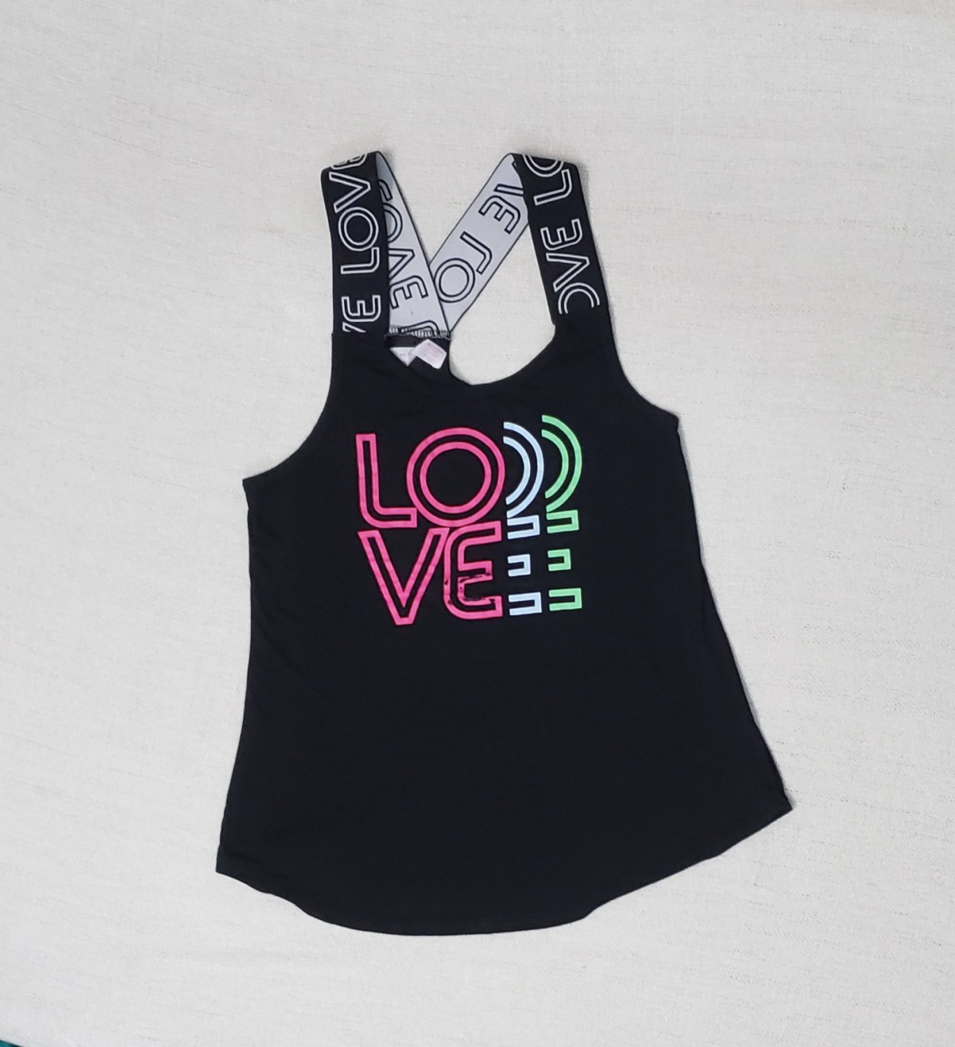 Babydoll Love NOBO No Boundaries Vinyl Print Sleeveless Tank Top Shirt Sz S 3/ 5