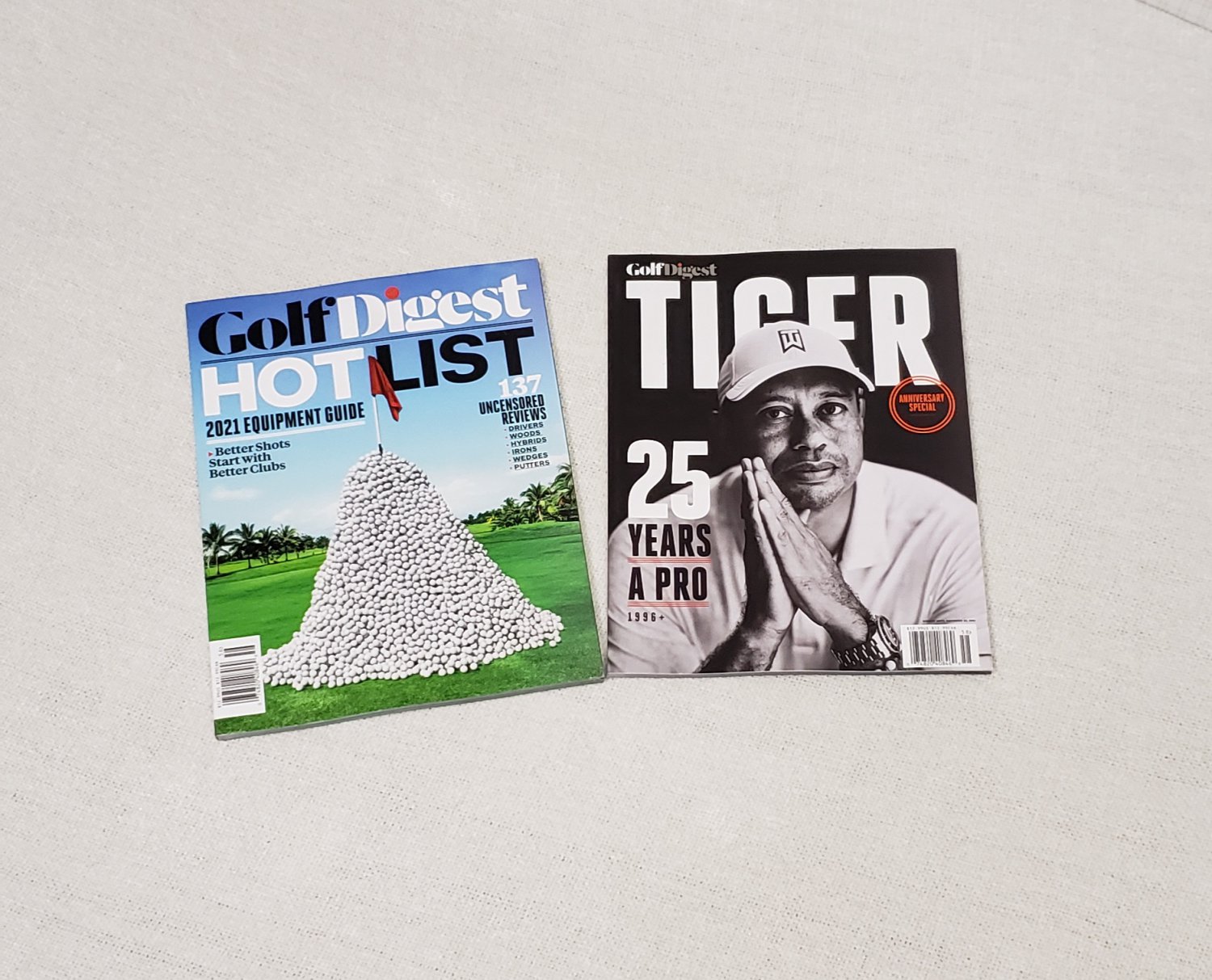 Bundle Lot of 2 Golf Digest Hot List Tiger Woods Anniversary Magazine 2021