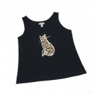 Cat Silhouette Graphic Print Kim Rogers Intimates Tank Top Tee Shirt Size L