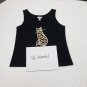 Cat Silhouette Graphic Print Kim Rogers Intimates Tank Top Tee Shirt Size L