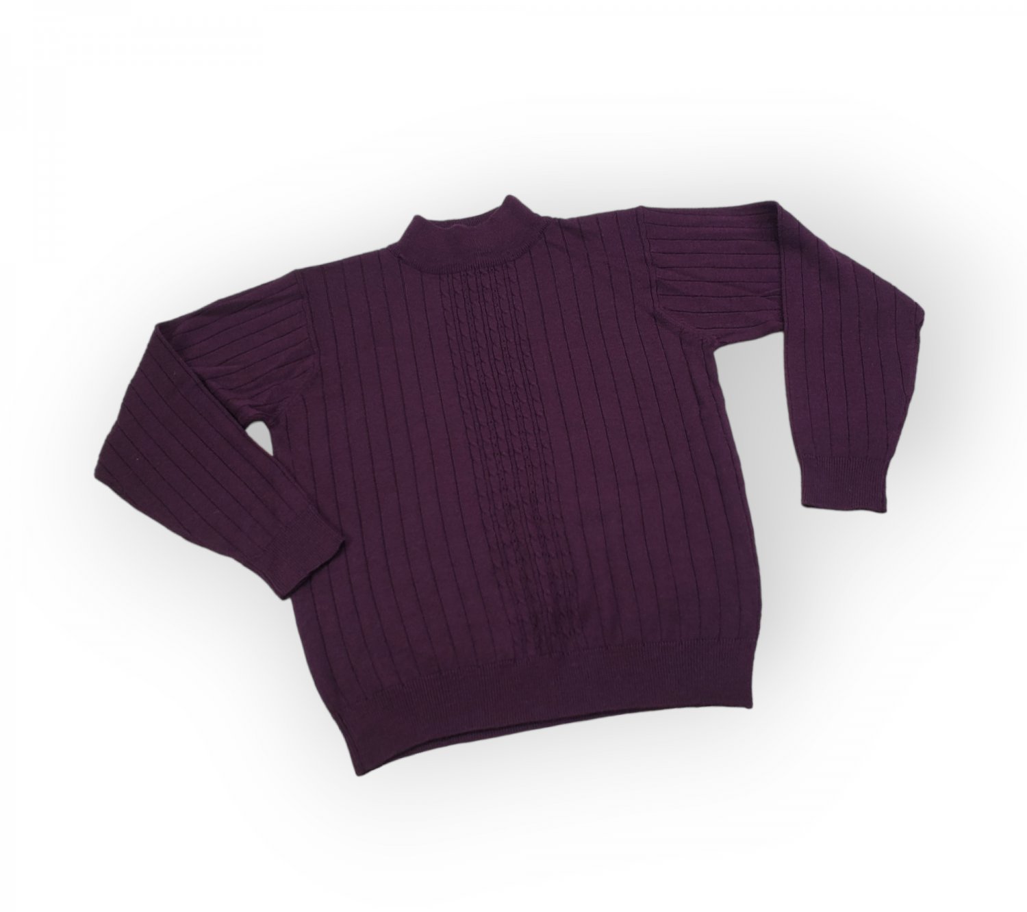 Alfred Dunner Eggplant Long Sleeve Mock Neck Plum Pullover Sweater Top Size S