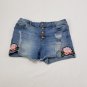 Button Fly Cut Off Embroidered Jean Stretch Shorts Size 7 No Boundaries