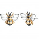 Fashion Bee Two Tone Stud Earrings for Women 925 Silver Jewelry A Pair/set