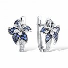 Pretty Stud Earrings for Women 925 Silver Blue Sapphire Earrings A Pair/set