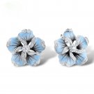 Pretty Stud Earrings for Women 925 Silver White Sapphire Earrings A Pair/set
