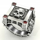 Fashion Skull 925 Silver Rings for Men Jewelry Party Rings Free Shipping Sz 7-13