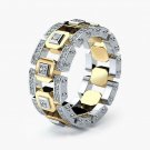 Fashion Two Tone 925 Silver Rings for Men Wedding Party Ring Size 6-10