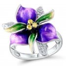 Gorgeous Flower 925 Silver Women Wedding Rings Round Cut Citrine Ring Size 6-10