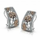 Two Tone Stud Earrings for Women 925 Silver Jewelry White Sapphire A Pair/set