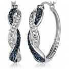 Fashion 925 Silver Hoop Earring for Women Blue Sapphire Jewelry A Pair/set