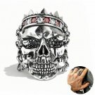 Fashion Skull 925 Silver,Gold Party Rings for Men White Sapphire Size 8-13