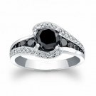 Gorgeous Women 925 Silver Rings Jewelry Black Sapphire Wedding Ring Size 6-10