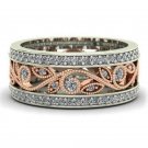 Women Fashion Two Tone 925 Silver Jewelry Wedding Ring White Sapphire Size 6-10