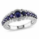 Fashion Woman  Blue Sapphire 925 Silver Wedding Party Ring Size 6-10
