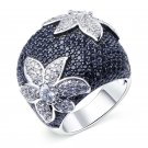 Vintage Flower 925 Silver Jewelry White Sapphire Women Wedding Rings Size 6-10