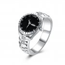 Creative Watch 925 Silver Jewelry Black Sapphire Women Wedding Ring Size 6-10