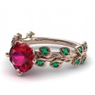 Gorgeous Rose Gold Filled Round Cut Ruby Women Cocktail Rings Size 6-10