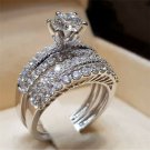 Fashion 925 Silver Filled Wedding Set Rings for Women White Sapphire Size 5-12
