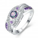 Fashion 925 Silver Jewelry Round Cut Mystic Topaz Women Wedding Ring Size 6-10