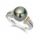 Elegant Women Wedding Rings 925 Silver Jewelry Round Cut Black Pearl Size 6-10