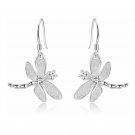 Fashion dragonfly 925 Silver Drop Earrings Women White Sapphire Jewelry A Pair