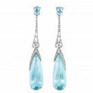 Elegant Drop Earrings for Women 925 Silver Jewelry Auqamarine A Pair/set