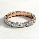 Elegant Two Tone 925 Silver Rings Women White Sapphire Wedding Ring Size 6-10
