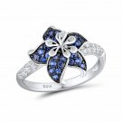 Women Fashion 925 Silver Rings White & Blue Sapphire Wedding Rings Size 6-10
