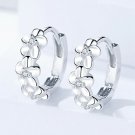 Elegant Flower 925 Silver Hoop Earrings for Women White Sapphire Jewelry Gift