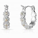 Elegant Two Tone 925 Silver Hoop Earrings for Women Jewelry A Pair/set